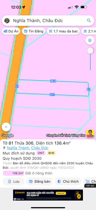 Bán đất Nghĩa Thành, gần Khu Công Nghiệp Sonadezi. Giá 750 - 2