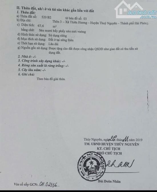 Bán lô Thiên Hương- Thuỷ Nguyên gần khu công nghiệp ô tô đỗ cửa 67,6m giá chỉ 1,3x tỷ - 2
