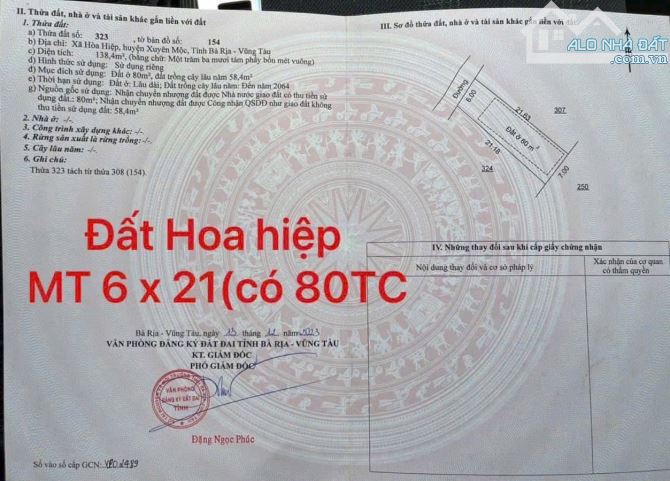 Bán lô đất đường xe hơi 329, xã Hoà Hiệp, Xuyên Mộc, Vũng Tàu - TP. HCM - 4