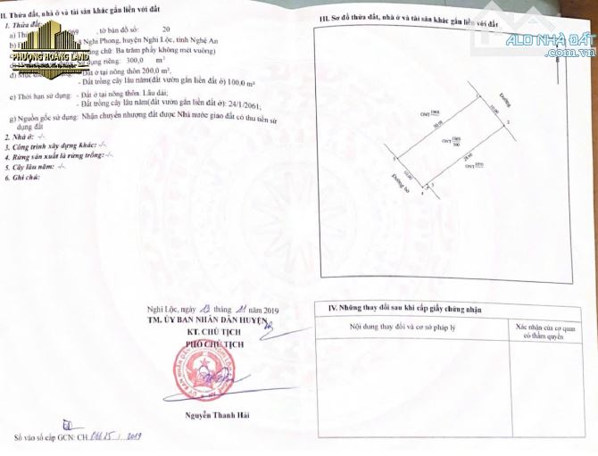BÁN ĐẤT XÓM 9 NGHI PHONG (Xóm 21 cũ) – TRỤC ĐƯỜNG NHỰA THÔNG 300m2 ĐÔNG BẮC