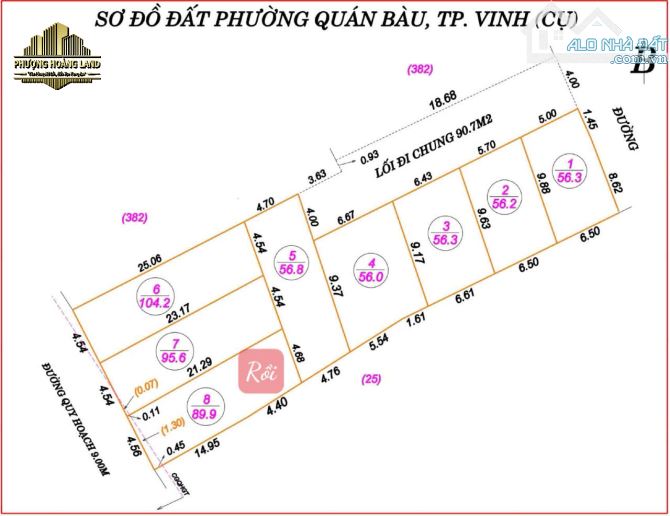 RA HÀNG 8 LÔ ĐẤT QUÁN BÀU (Cũ) – P. VINH HƯNG 56m2-104m2 TÂY TM ĐƯỜNG 12m