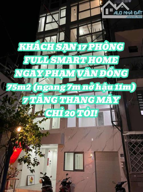 SMARTHOME - CHDV 7 TẦNG 17 PHÒNG - 75m2 NGANG TẬN 7m, NỞ HẬU 11m DÀI 11m - CHỈ 20 TỶ