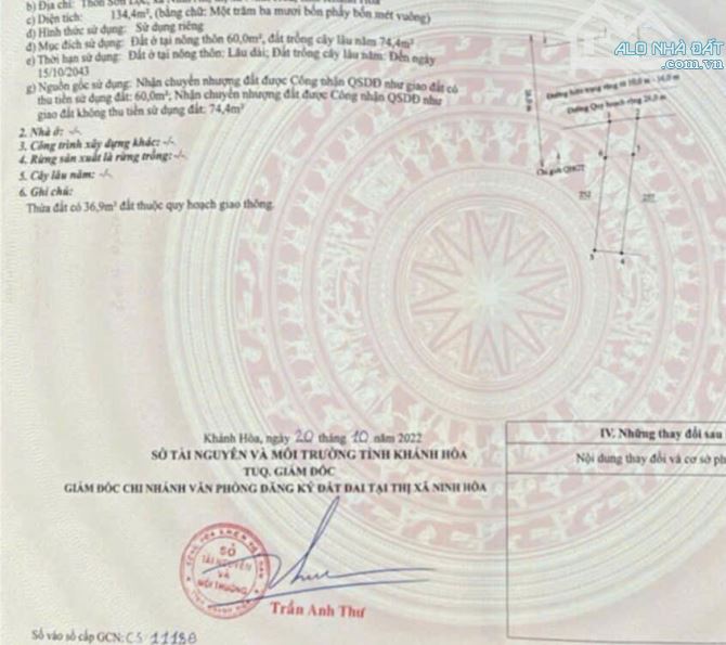 Bán nhanh lô đất măt đương quy hoach 30m ở Ninh An, Ninh Hòa - 1