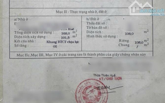 Bán căn nhà 2 tầng Mặt tiền Trần Thúc Nhẫn, Phường Thuận Hoá, Tp Huế ❌ Giá Bán: 1x Tỷ - 3