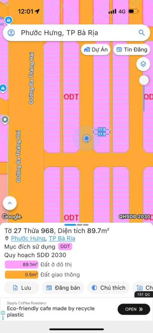 TĐC PHƯỚC HƯNG EM ĐANG CÓ 1 lô đất KHU A4 đường  ĐẸP RẺ - HƯỚNG TÂY 2 tỷ 450 - 3
