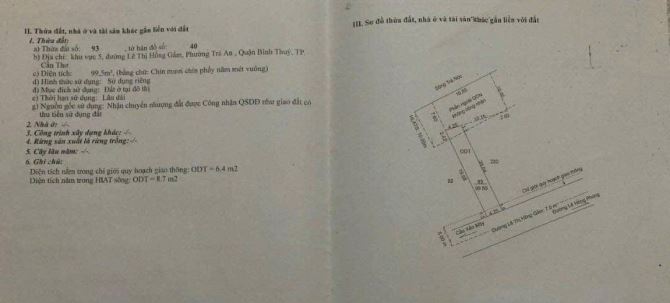 CHỦ GƯI BÁN ĐẤT ĐƯỜNG LÊ THỊ HỒNG GẤM GẦN CẦU TRÀ NÓC CẦN THƠ 2 MẶT TIỀN 1ty390 - 3