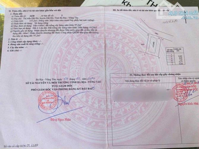 Cần bán lô góc 2 mặt tiền Đất Thị Trấn Đất Đỏ, cạnh KCN Đất Đỏ - GIÁ CHỈ 700TR
