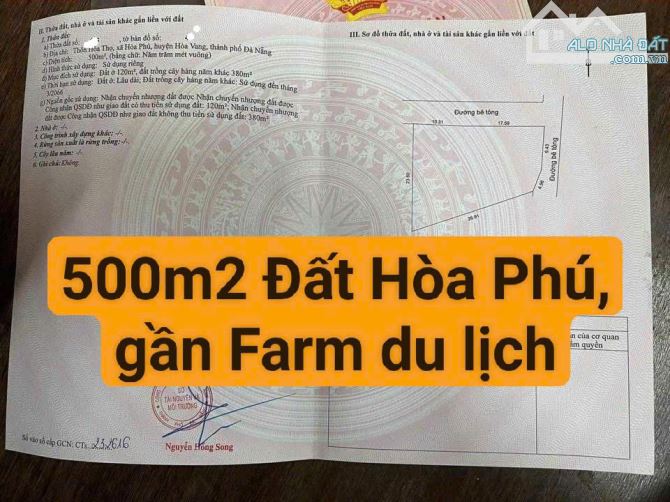 Chính chủ gửi bán lô đất 500m2 nằm gần farm du lịch sát Nam Kỳ Khởi Nghĩa