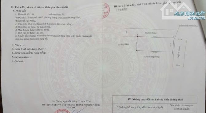 Bán đất TDP 07 Hưng Đạo - Dương Kinh - Hải Phòng