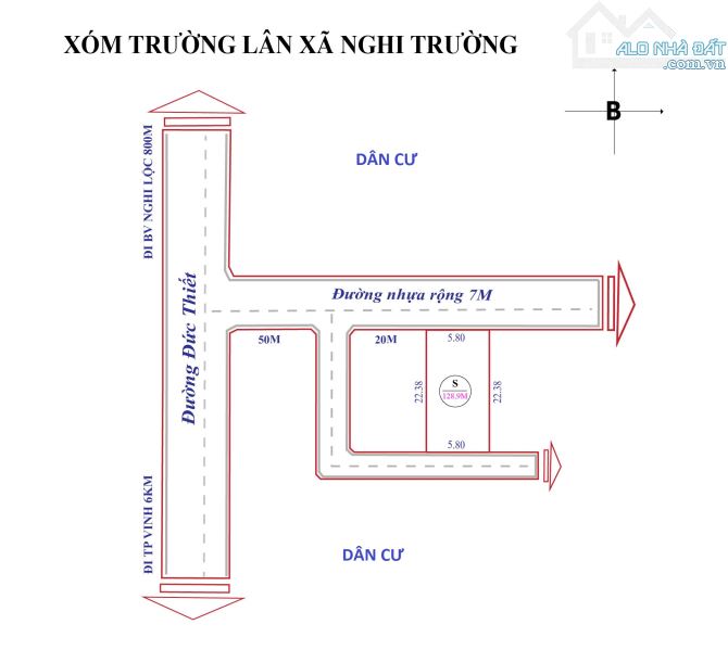Bán đất xóm Trường Lân , Nghi trường gần đường Đứ.c Thiết   Diện tích 130m2 thổ cư toàn