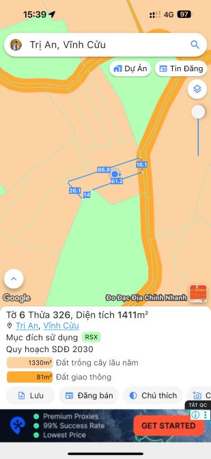 🌳 BÁN 1.411m² ĐẤT VƯỜN GIÁ RẺ TẠI TRỊ AN – VĨNH CỬU, CHỈ 1.1 TỶ
