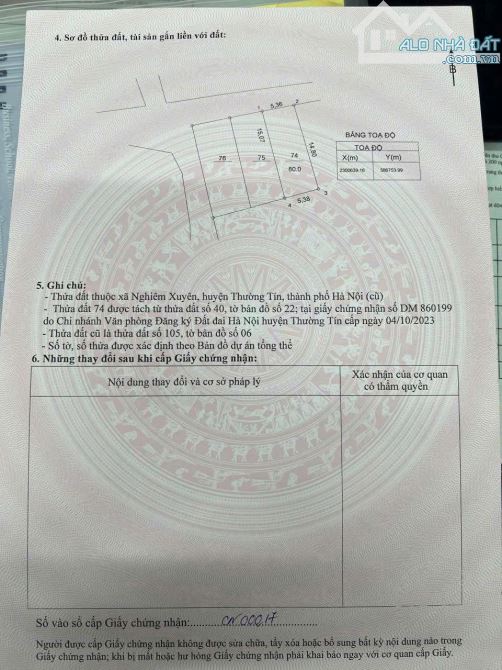 Trục chính kinh doanh thôn Liễu Viên, Nghiêm Xuyên, Thường Tín giá 2ty290