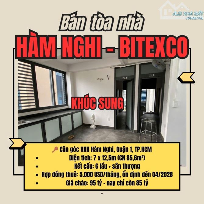 Bán Tòa Nhà Góc Hàm Nghi, Sài Gòn, Quận 1 – 7x12,5m, 6 Lầu, HĐ Thuê 5.000$/tháng, Giá 85T - 1