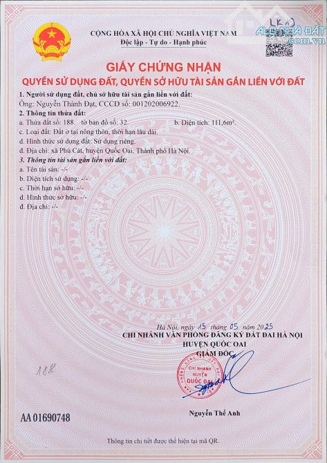 Đất nền Láng Hòa Lạc giá 3.0 tỷ diện tích 100m2 tiềm năng sinh lời cao – Nguyễn Hùng BĐS - 1