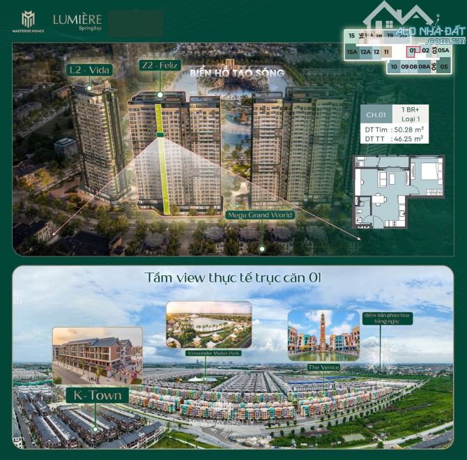Lumiere SpringBay--CĂN 2N VIEW BIỂN HỒ - PHÁO HOA -TRỌN ĐỜI ĐẲNG CẤP - Tòa L1-CH.01 - 1