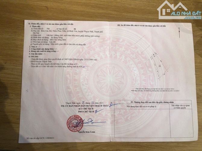 CHÍNH CHỦ BÁN GẤP LÔ GÓC MẶT ĐƯỜNG 420 GẦN UBND XÃ, GẦN TRƯỜNG CẤP I, II BÌNH YÊN - 2