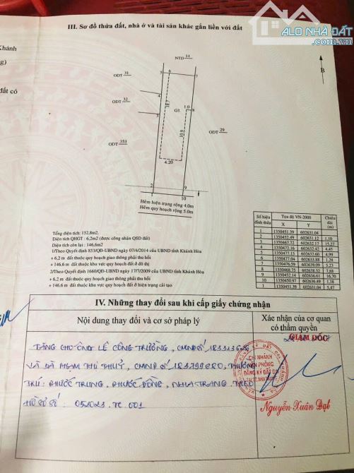 Bán nhà cấp 4 hẻm Chế Lan Viên, Nha Trang. Diện tích : 152,8m2 ngang 5,5m - 2