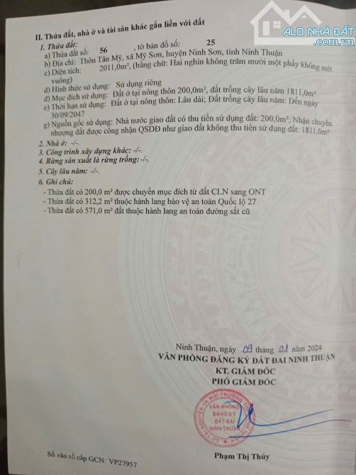 Cần Bán 3 Sào Đất (24m Giá 2tỷ4) Mặt Tiền QL27 – Thôn Tân Mỹ, Xã Mỹ Sơn, Huyện Ninh Sơn, - 2