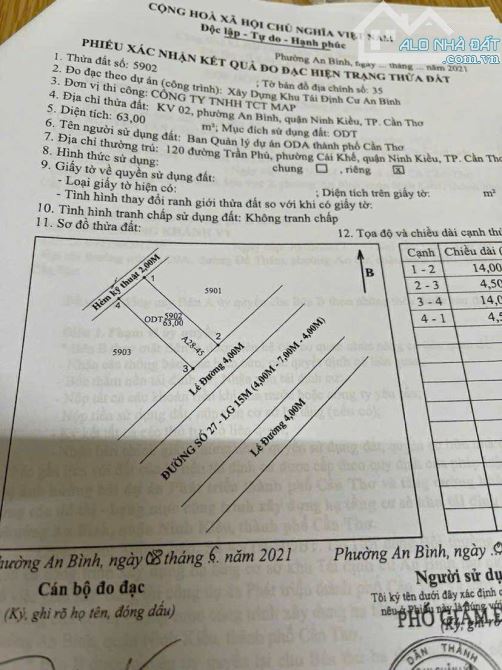 Bán đất 63 m2 đường số 27 khu TĐC An Bình - 3