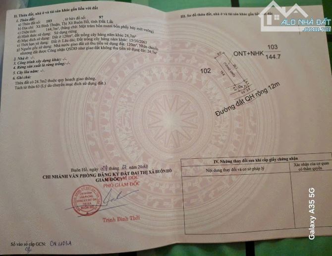Bán lô đất đường xe hơi Quốc Lộ 14, xã Bình Thuận, TX Buôn Hồ, Đắk Lắk - 4