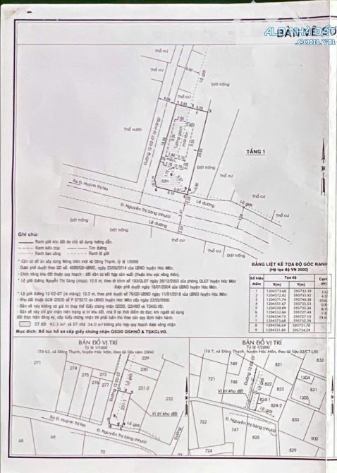 HÓC MÔN, BÁN NHÀ CĂN GÓC, MẶT TIỀN NGUYỄN THỊ SÁNG, DT 9x25 183m2 THỔ CƯ, CHỈ 6.36 TỶ - 4