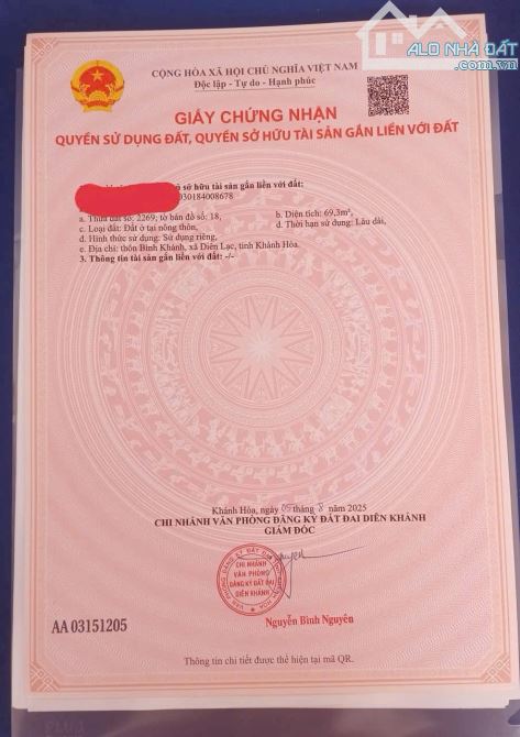 CHỈ CÒN ĐÚNG 1 LÔ DUY NHẤT GIÁ CỰC KÌ RẺ 📌SAU SÁT NHẬP - DIÊN LẠC - DIÊN KHÁNH - 5