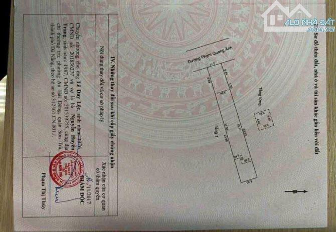 Bán đất tặng nhà mặt tiền phạm quang ảnh,an hải đông,sơn trà