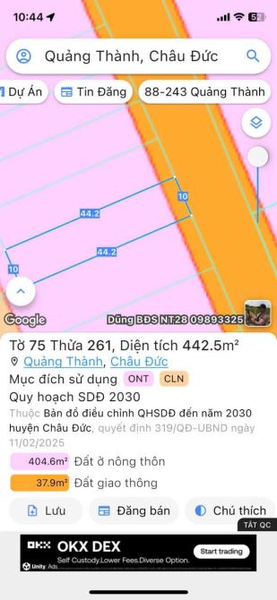 Đất ngộp giá rẻ Bình Giã – 450m², sổ riêng, mặt tiền nhựa liên xã, chỉ 1 tỷ 350