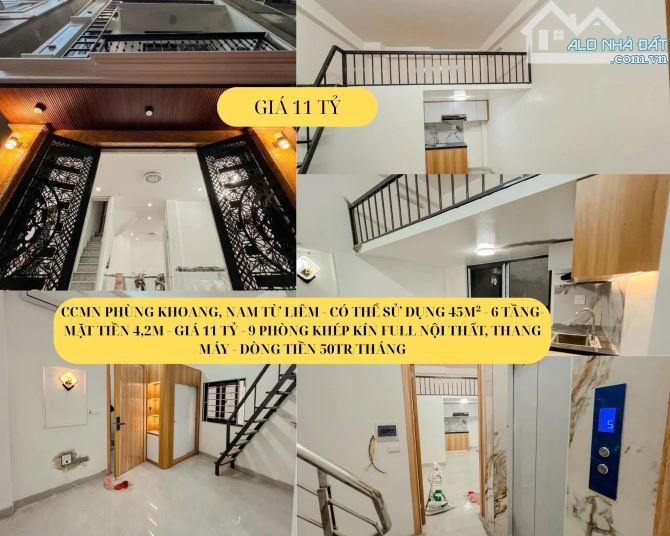 CCMN PHÙNG KHOANG, NAM TỪ LIÊM - 45M² - 6 TẦNG- MẶT TIỀN 4,2M - GIÁ 11 TỶ