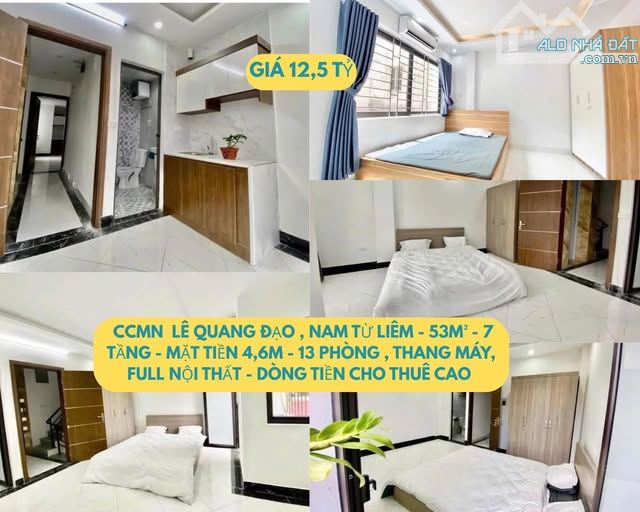 CCMN  LÊ QUANG ĐẠO , NAM TỪ LIÊM - 53M² - 7 TẦNG - MẶT TIỀN 4,6M - 13 PHÒNG - GIÁ 12.5 TỶ