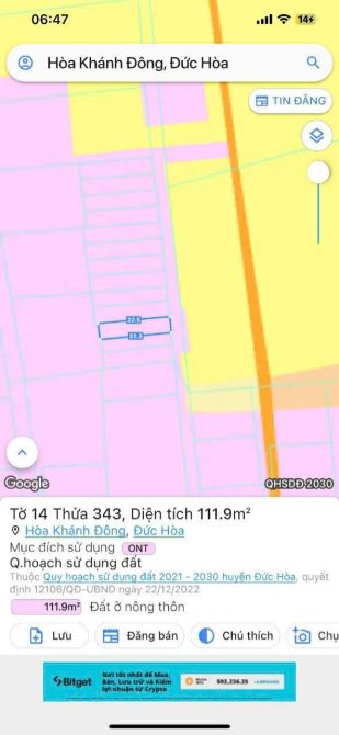 850tr 💢 Bán đất nền thổ cư hết, Hòa Khánh Đông, Đức Hòa: 5m x22m, Sổ hồng riêng, shr.
