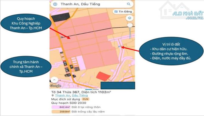Chính chủ: Bán đất Gần trung tâm hành chính xã Thanh An - Bình Dương (cũ)