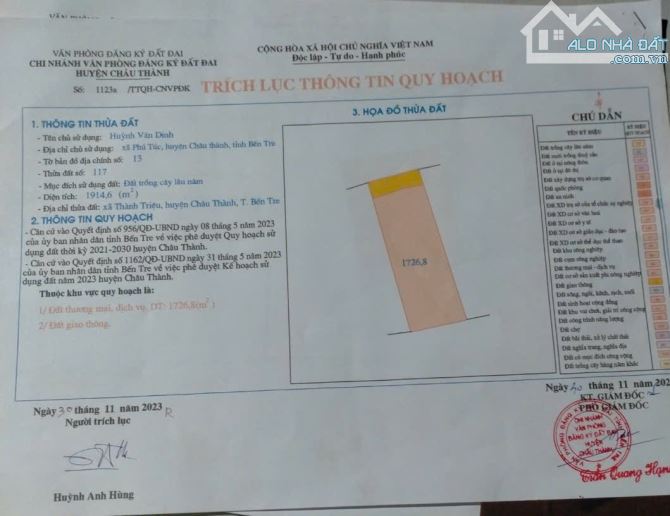 🔥 BÁN LÔ ĐẤT 8.462m² – Bám sông 100m2 ngay trung tâm Lộ Thơ, Tiên Thủy 🔥