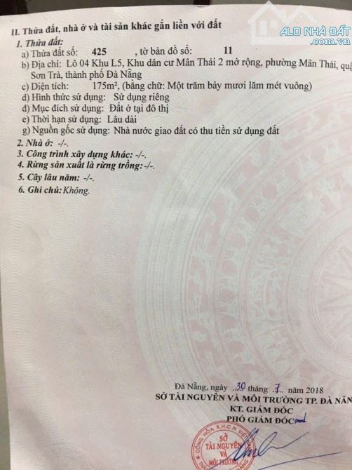 BÁN NHANH LÔ ĐẤT KẸP CỐNG MẶT TIỀN ĐƯỜNG TÂN THÁI 3 , CÁCH BIỂN 5P ĐI BỘ . - 2