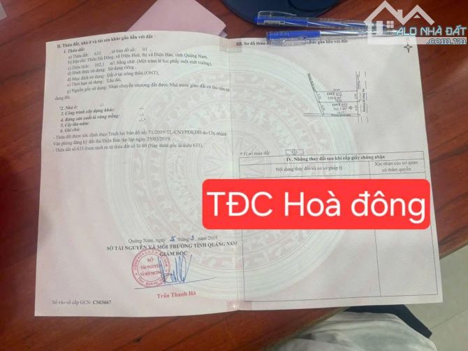 📌📌📌LÀM VIỆC TRỰC TIẾP GIÁ TỐT !!!bán lô đất khu dân cư  Hòa đông - 2