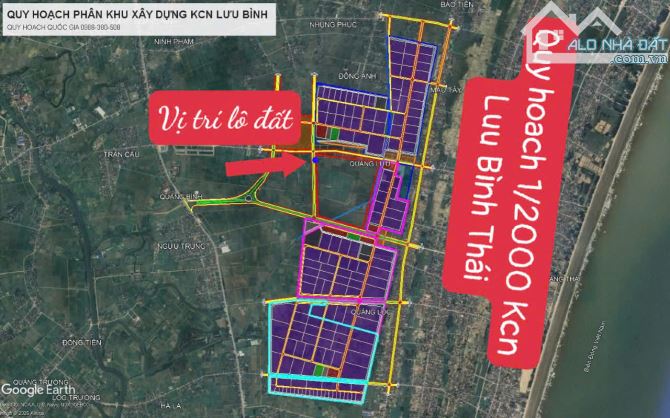 Đất bám khu công nghiệp Luu Bình Thái rộng 500Ha đã có QĐ 1/2000. dt 125m2, mt 5 - 3