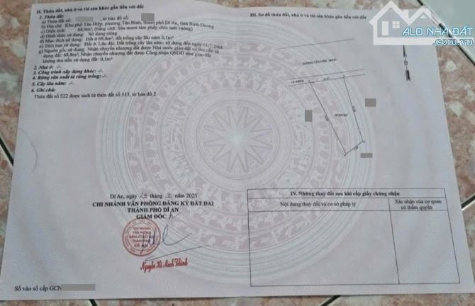 Đất gần chợ Phú An, phường Tân Bình, TP Dĩ An. 1,88 tỷ - 4