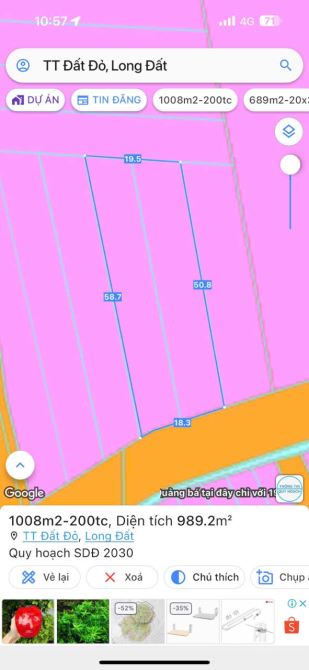 BÁN LÔ ĐÂT 1000M2 CÓ 200M TC ĐƯỜNG NHỰA ĐOÀN TRUNG CÒN TT ĐẤT ĐỎ ,BRVT - 4