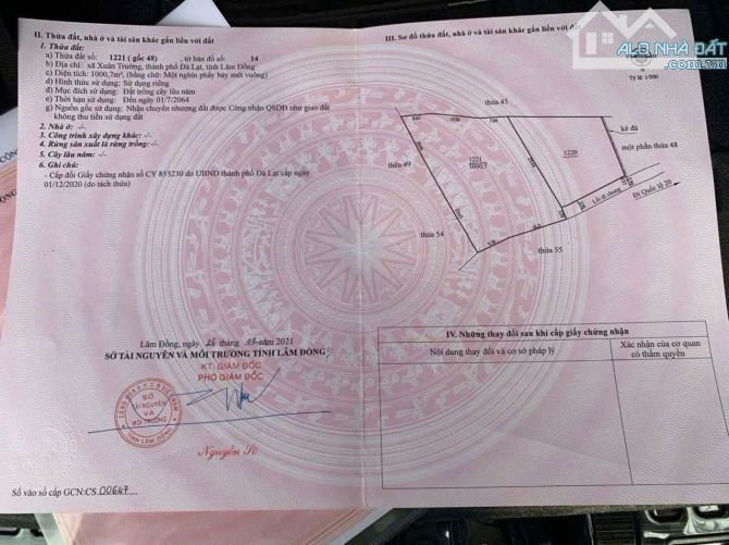 Đà Lạt - Đất nn chuyển được thổ cư - Xuân Trường - 1000m2 - 2,8 tỷ - 4