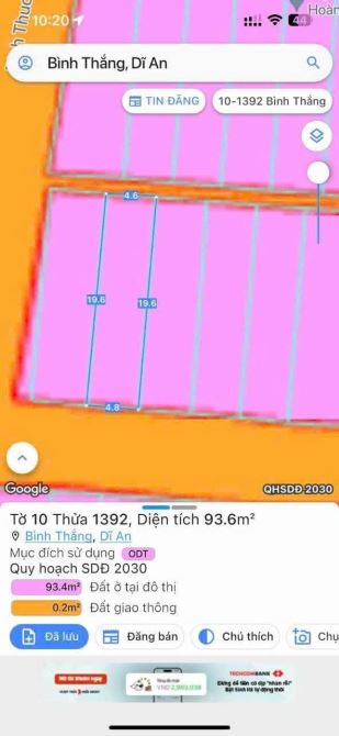 BÁN ĐẤT KHU DÂN CU BÌNH AN, GẦN QL1A, ĐƯỜNG 6M CO VIA HÈ, DT 93M2 GIÁ 3.65 TI - 5