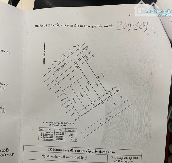BÁN LÔ ĐẤT ĐẸP - VUÔNG VỨC - 2 MẶT TIỀN - 4x21M DƯƠNG QUẢNG HÀM GÒ VẤP, NHỈNH 11 TỶ - 6