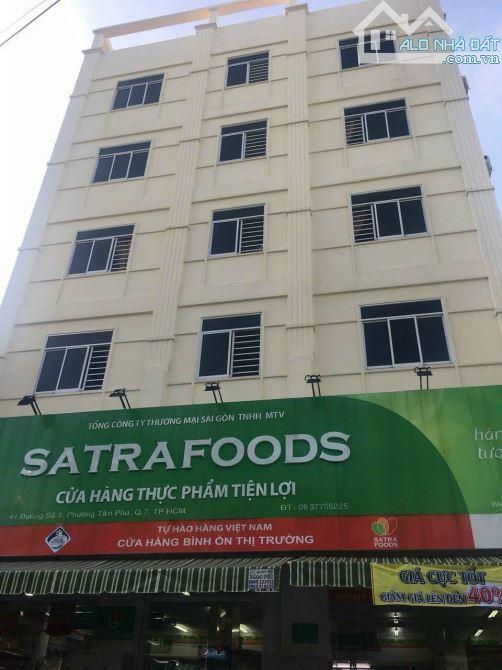 Tòa nhà 100p CHDV MT Đường Số 1 chợ Tân Mỹ, Quận 7, DT 15x54m ~ sàn 3.353m², giá 132 tỷ