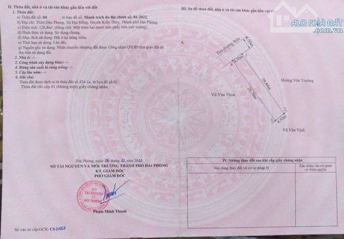 Bán đất Đại Đồng - Kiến Thụy - Hải Phòng