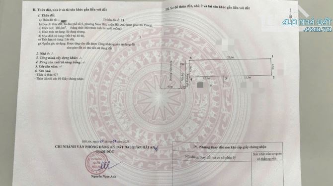 🍀Bán lô đất khu phân lô TĐC Nam Hùng, Nam Hải, Hải An, Hải Phòng - Dtmb: 102m2, ngang 4,5