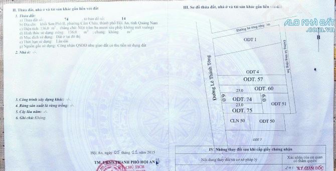 BÁN ĐẤT THỔ CƯ MẶT TIỀN LÊ THÁNH TÔNG-CẨM CHÂU-HỘI AN-136M2-4,5 TỶ THƯƠNG LƯỢNG