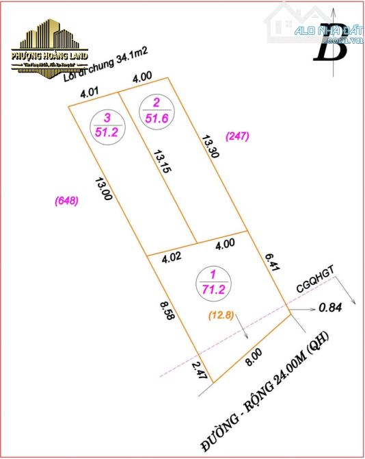 RA HÀNG 3 LÔ ĐẤT ĐẸP – KHỐI 15, NGHI PHÚ (PHƯỜNG VINH PHÚ) 51,2 m2 - 71,2 m2
