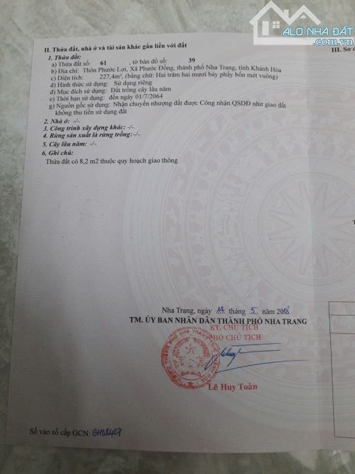 Bán lô đất CLN mặt tiền đại lộ Nguyễn Tất Thành. Quy hoạch full thổ cư. Giá tốt - 1