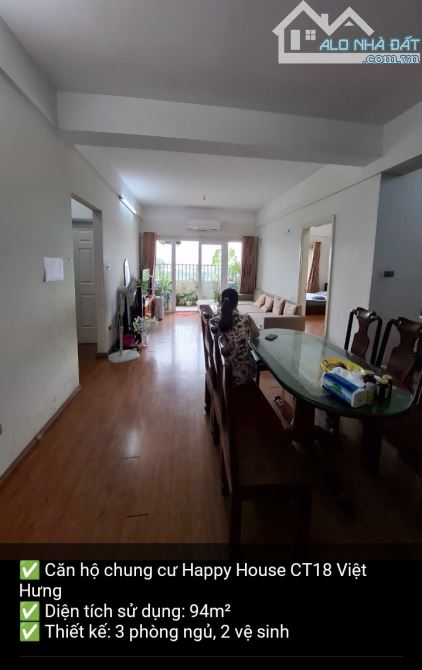 ✅ Căn hộ chung cư Happy House CT18 Việt Hưng ✅ Diện tích sử dụng: 94m² ✅ Thiết kế: 3 phòng - 1