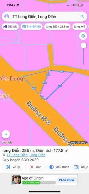 CHÍNH CHỦ GỬI BÁN LÔ ĐẤT MẶT TIỀN ĐƯỜNG SỐ 8 : thị trấn long điền -bà rịa Vũng tàu - 2