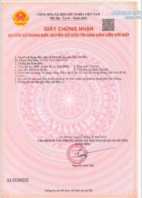 Bán đất An Dương – 51,2 – ngõ 3,5m – Giá cực rẻ chỉ 730 tr - 3